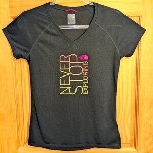The North Face Women's V-Neck T-Shirt SM Never Stop Exploring VaporWick Hiking